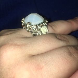 Square Opal Flower Ring